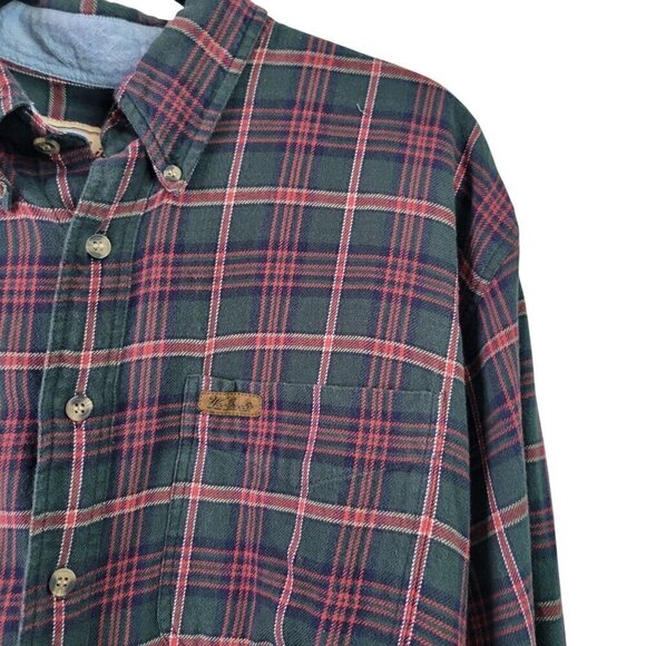 Woolrich Men's 100% Cotton Plaid Flannel Button Down Hunter Green Shirt Size L - Picture 3 of 12